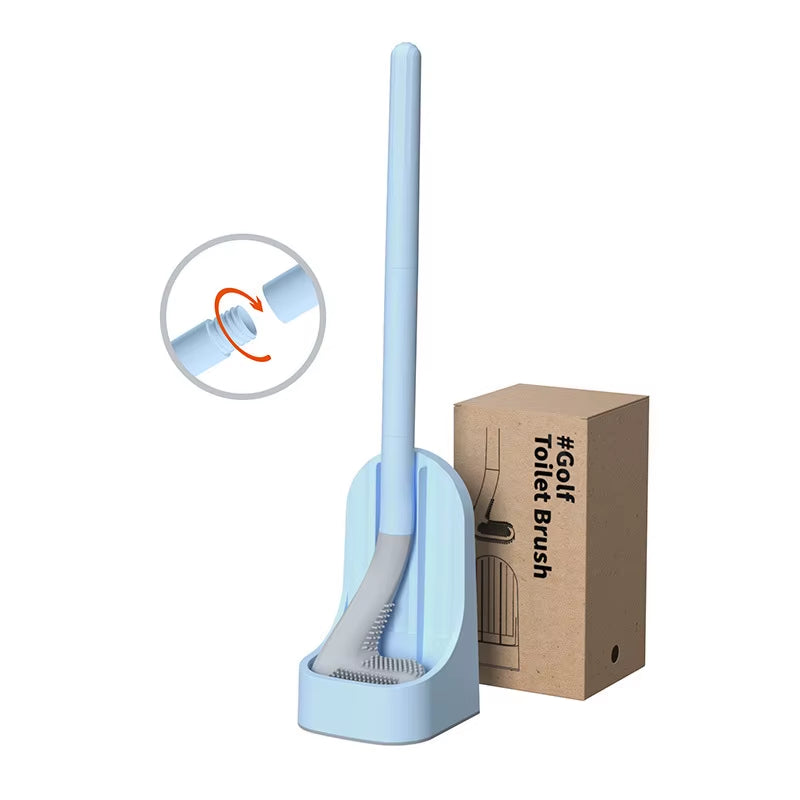 Silicone Golf Shape Toilet Brush with Holder Set Toilet Cleaner Brush Wall Mounted Toilet Brush and Drying Holder for Bathroom