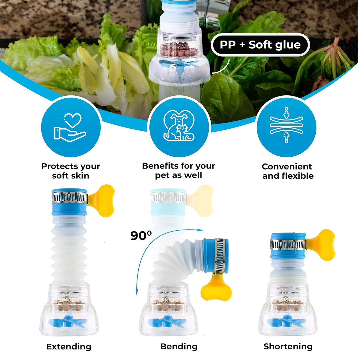 3 Pcs Faucet Filter, 360 Rotating Water Faucet Extenders for Sink