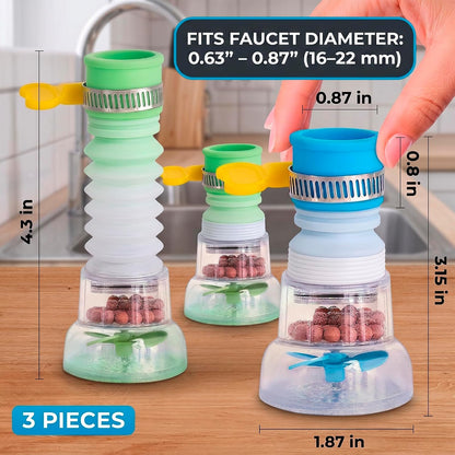 3 Pcs Faucet Filter, 360 Rotating Water Faucet Extenders for Sink