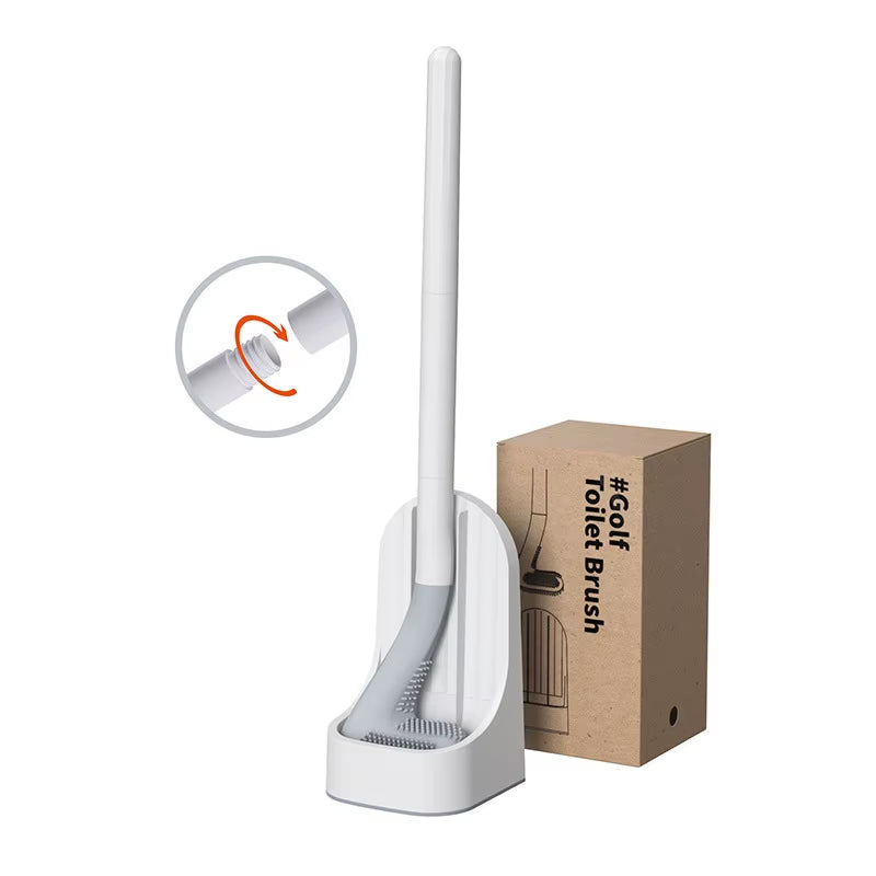 Silicone Golf Shape Toilet Brush with Holder Set Toilet Cleaner Brush Wall Mounted Toilet Brush and Drying Holder for Bathroom