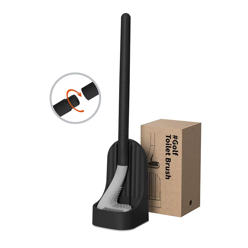 Silicone Golf Shape Toilet Brush with Holder Set Toilet Cleaner Brush Wall Mounted Toilet Brush and Drying Holder for Bathroom